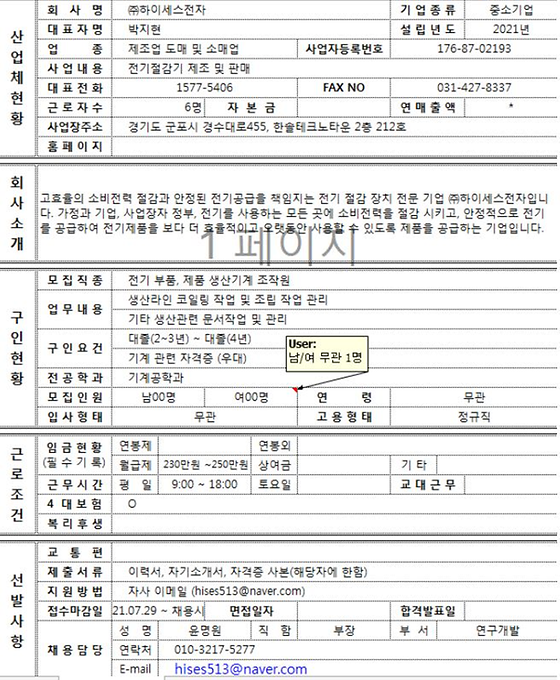 2021학년도 7월 하이센스 전자 공채정보